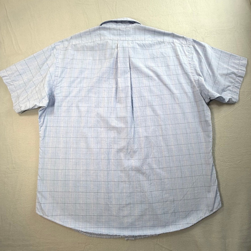 Ralph Lauren Blue Button Down 17.5 XL Plaid Yarmouth Short Sleeve Officewear - Picture 3 of 6